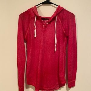 Cozy red hooded long sleeve. Worn once!